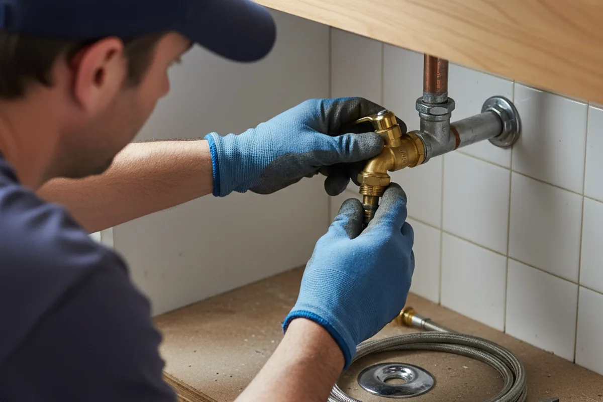 Shutoff valve and fitting work during Burst Pipe Repair in Boomer